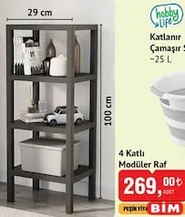 4 Katlı Modüler Raf