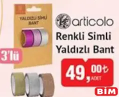 Articolo Renkli Simli Yaldızlı Bant 3'lü