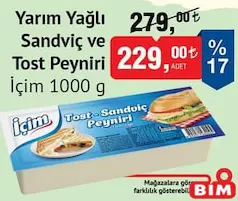 İçim Yarım Yağlı Sandviç ve Tost Peyniri 1000 g