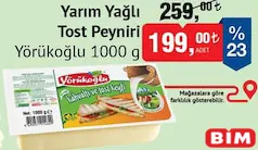 Yörükoğlu Yarım Yağlı Tost Peyniri 1000 g