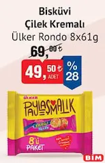 Ülker Rondo Bisküvi Çilek Kremalı 8x61 g