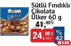 Ülker Sütlü Fındıklı Çikolata 60 g