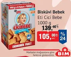 Eti Cici Bebe Bisküvi Bebek 1000 g