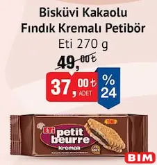 Eti Bisküvi Kakaolu Fındık Kremalı Petibör 270 g