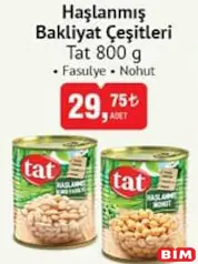 Tat Haşlanmış Bakliyat Çeşitleri Fasulye Nohut 800 g