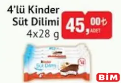 4'lü Kinder Süt Dilimi 4x28 g