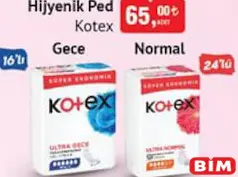 Kotex Hijyenik Ped Gece 16'lı / Normal 24'lü