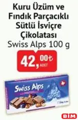 Swiss Alps Kurum Üzüm ve Fındık Parçacıklı Sütlü İsviçre Çikolatası 100 g