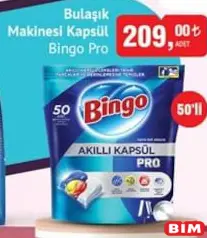 Bingo Pro Bulaşık Makinesi Kapsülü Tableti 50'li