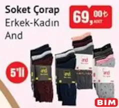 And Soket Çorap Erkek-Kadın 5'li