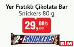 Snickers Yer Fıstıklı Çikolata Bar 80 g