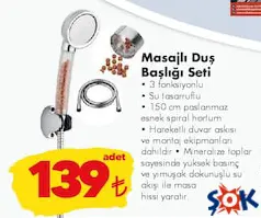 Masajlı Duş Başlığı Seti 3 Fonksiyonlu