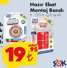 Boss Tape Hazır Ebat Montaj Bandı 12'li Çift Taraflı