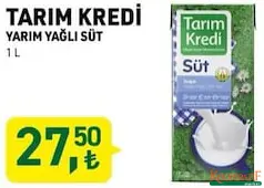 Tarım Kredi Yarım Yağlı Süt 1 L