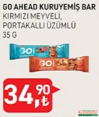 Ülker Go Ahead Portakallı ve Bitter Çikolatalı Kuruyemiş Bar 35 gr