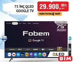 Fobem 75 inç Qled Google TV Akıllı Televizyon