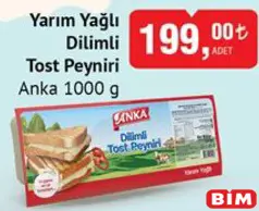 Anka Yarım Yağlı Dilimli Tost Peyniri 1000 g