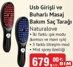 Naturalove Usb Girişli ve Buharlı Masaj Bakım Saç Tarağı