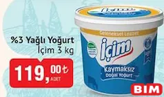 İçim %3 Yağlı Yoğurt 3 kg