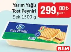 Sek Yarım Yağlı Tost Peyniri 1500 g