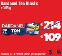 Dardanel Ton Balığı Klasik 3x75 g