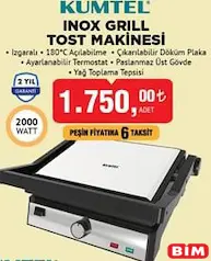 Kumtel İnox Grill Tost Makinesi