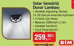 Solar Sensörlü Duvar Lambası