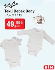 Babyco Tekli Bebek Body 3,6,9,12 Ay