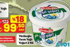 Yörükoğlu Yarım Yağlı Yoğurt 2 Kg