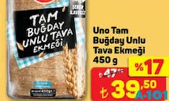 Uno Tam Buğday Unlu Tava Ekmeği 450 g