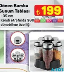 Dönen Bambu Sunum Tablası 35 cm