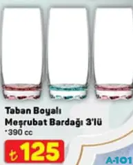 Lav Taban Boyalı Meşrubat Bardağı 3'lü 390 cc