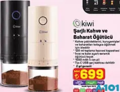 Kiwi Şarjlı Kahve ve Baharat Öğütücü