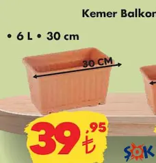 Kemer Balkon Saksı 6 L 30 cm