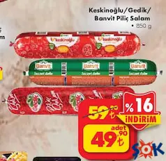 Keskinoğlu/Gedik/Banvit Piliç Salam 850 g