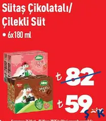 Sütaş Çikolatalı/Çilekli Süt 6x180 ml