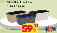 Sümbül Balkon Saksı 4,2 L 30 cm