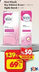 Veet Klasik Tüy Dökücü Krem 100 ml/Ağda Bandı 12'li