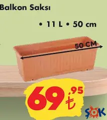 Kemer Balkon Saksı 11 L 50 cm