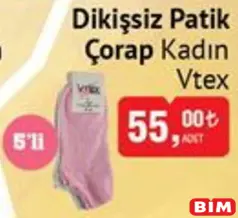 Vtex Dikişsiz Patik Çorap Kadın 5'li