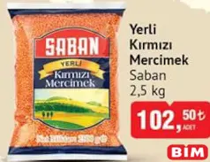 Saban Yerli Kırmızı Mercimek 2,5 kg