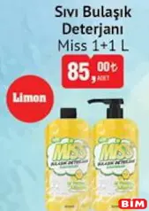 Miss Sıvı Bulaşık Deterjanı 1+1 L