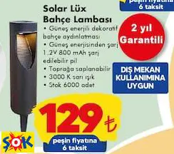 Solar Lüx Bahçe Lambası